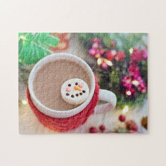 Mok van kerstcacao, Snowman Marshmallow Legpuzzel (Horizontaal)