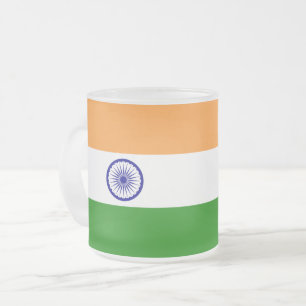 Mok van klein glas, bevroren, met Indiase vlag