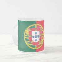 Mok van klein glas, bevroren, met Portugese vlag