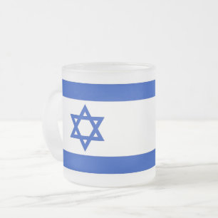 Mok van klein glas, gevroren met Israëlische vlag