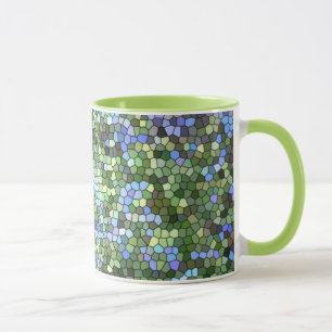 mok van koffie "Blauw, groen en Paars Glas in lood