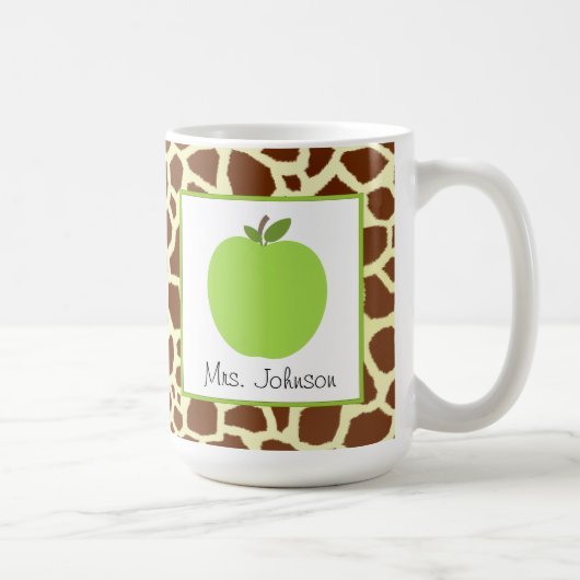 Mok van leraar Groene Apple-Giraffe afdrukken (Rechts)