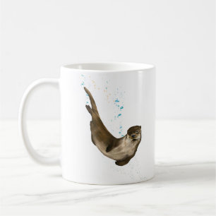 Mok van otter-koffie zwemmen