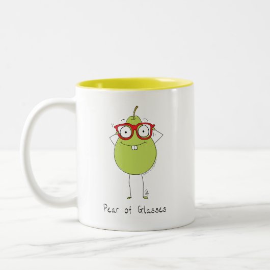 Mok van peren van bril en funny koffie (Links)
