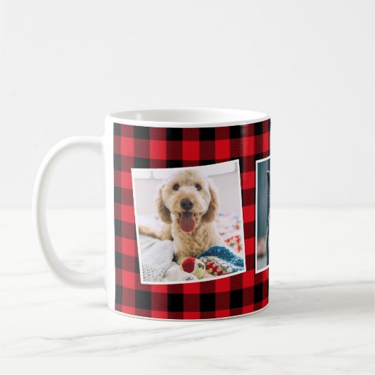 Mok van Red Pset Pattern Photo Collage Monogram (Links)