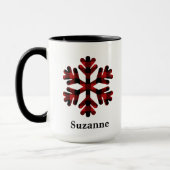 Mok van rode buffels met gespleten snowflake monog (Links)