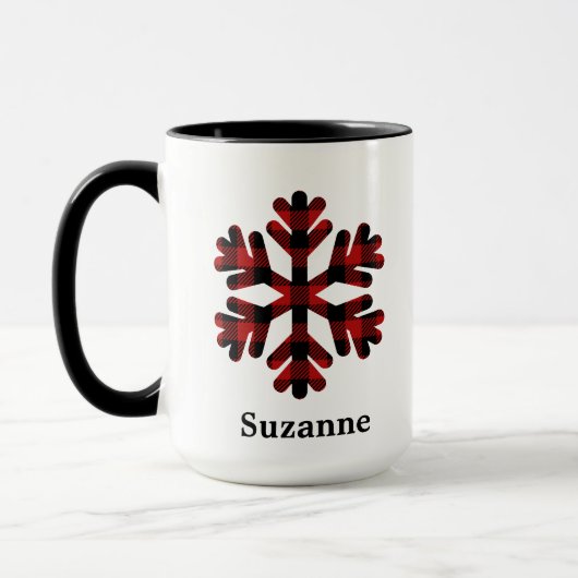 Mok van rode buffels met gespleten snowflake monog (Links)