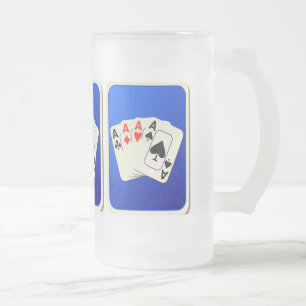 Mok van vier Aces gevriesd glas