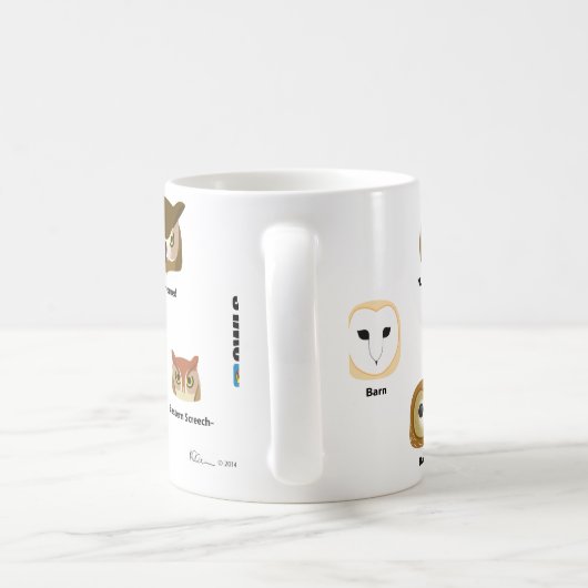 Mok van VogelFace Owl (met labels) (Handvat)