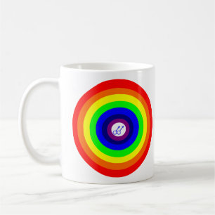 Mok voor gaffelkoffie-Mannen rond regenboogkoffie