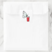 Mok voor het Drink van vlinder Vierkante Sticker (Tas)
