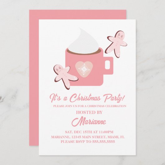 Mok voor kerstfeest met warme chocolade kaart (Voorkant / Achterkant)