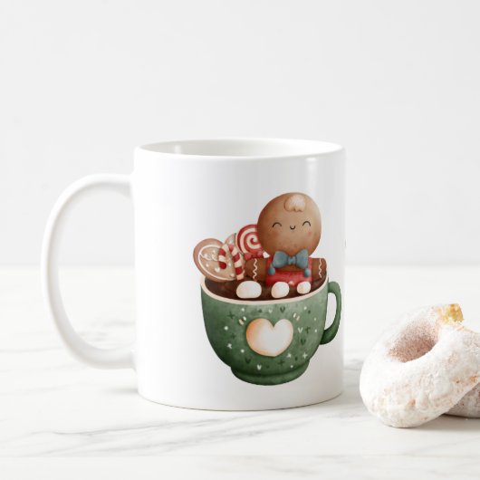 Mok voor kerstontbijtbrood Man Coffee (Met donut)