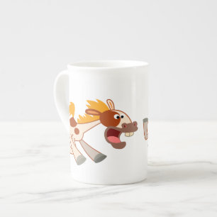 Mok voor levendige Cartoon Pinto Horse Bone China