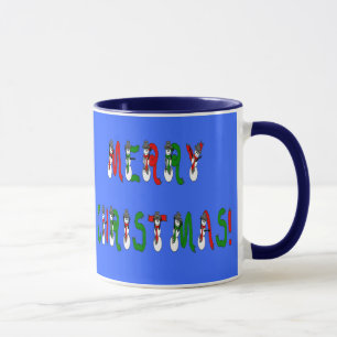 Mok voor Merry Kerstmis Snowman Font