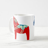 Mok voor rode en blauwe Dala Horse Coffee (Voorkant links)