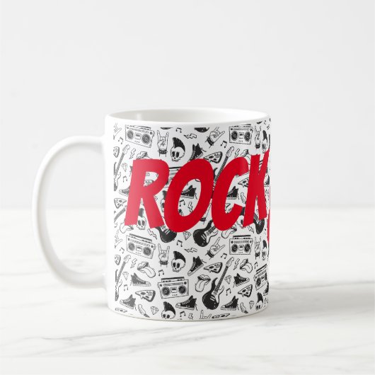 Mok voor rotsen en rollen - rood en zwart - pas te (Links)