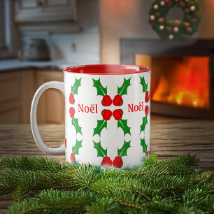 Mok voor tweetone koffie met Frans kerstfeest Holl