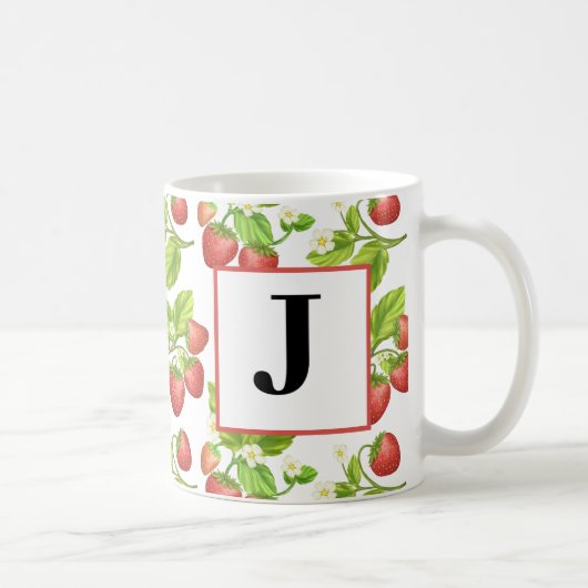 Mok Waterverf monogram aardbei (Rechts)