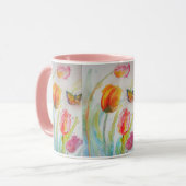 Mok Waterverf roze Tulp Tulips (Voorkant links)
