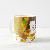 Mok - Westie Dog in de herfst lekken (Voorkant links)