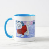 Mok winter Westie met gekleurd handvat (Links)