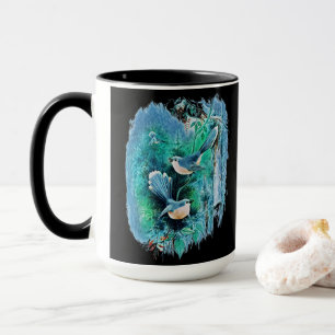 Mok winterblauwe vogels schilderen