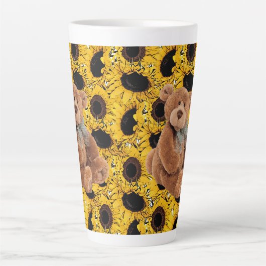 Mok zonnebloem Teddy Bear Latte (Voorkant)