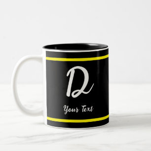 Mok zwart met letter D