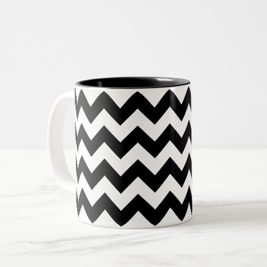 Mok zwart-wit Chevron Print (Voorkant links)