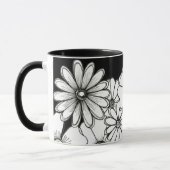 Mok zwarte en witte bloemen koffie (Links)