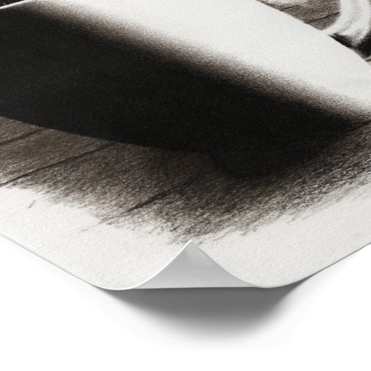 Mok zwarte en witte kool Koffiekabel Tekening Poster (Hoek)