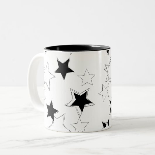 Mok zwarte en witte sterren (Voorkant links)