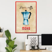 "Moka Coffee Maker Italiaans Retro" Poster (Thuiskantoor)