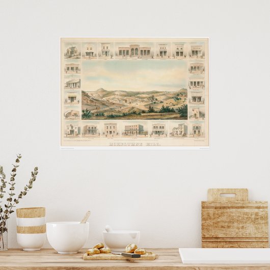 Mokelumne Hill Panoramic Map 1855 (1107A) Poster (Keuken)