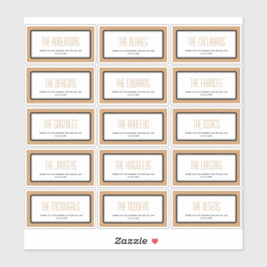 Mokka bruin rechthoekig individu 15 labels (Vel)