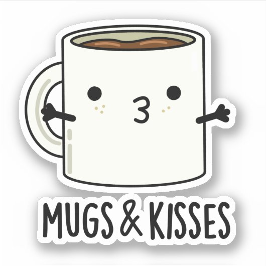 Mokken en Kisses Funny Mug Pun Sticker (Voorkant)