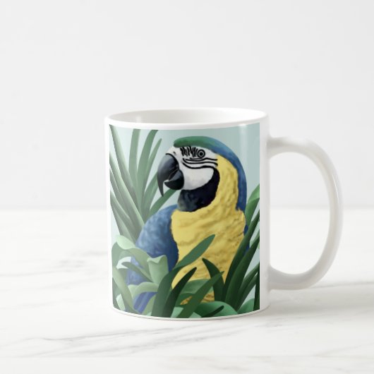 Mokken met blauwe en gouden Macaw (Rechts)