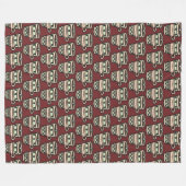 Mokken van Cocoa met Marshmallow Pattern Burgundy Fleece Deken (Voorkant (Horizontaal))