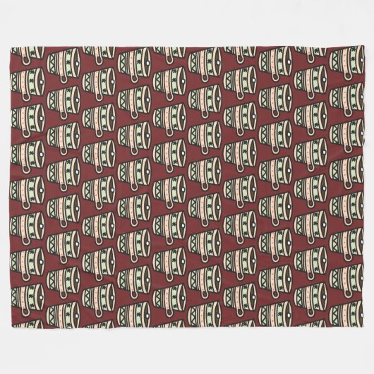 Mokken van Cocoa met Marshmallow Pattern Burgundy Fleece Deken (Voorkant (Horizontaal))