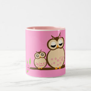 Mokken van Cute mama en baby owl