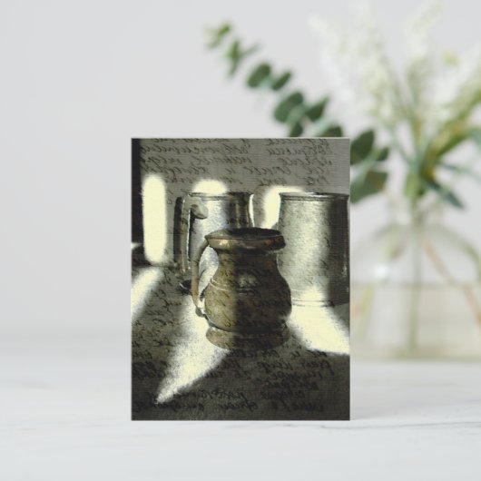 Mokken van koper en turf feestdagenkaart (Staand voorkant)