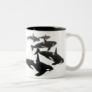 Mokken van orca-walvis en bekers Killer Whale Coff