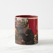 Mokken voor Kat met zwarte kat voor kerstmis (Midden)