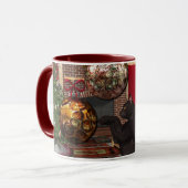 Mokken voor Kat met zwarte kat voor kerstmis (Voorkant links)