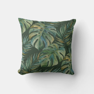 Moku Eiland Hawaiaanse Aquarel Monstera- Groen Buitenkussen