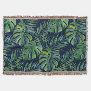 Moku Eiland Hawaiaanse Waterverf Monstera- Marineb Deken