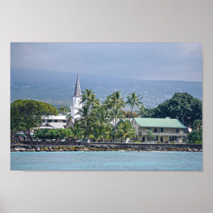 Mokuaikaua kerk, Hulihee paleis, Kailua-Kona, HI Poster