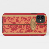 Mokuleia Hawaiian Faux Wood Monogram Surfboard Case-Mate iPhone Case (Achterkant (horizontaal))