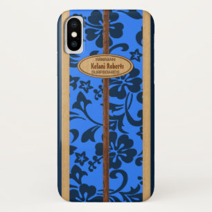 Mokuleia Hawaiian Faux Wood Monogram Surfboard iPhone X Hoesje